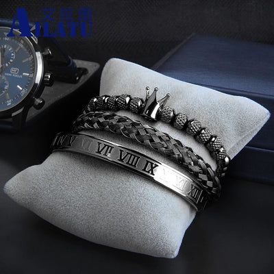 Luxury Roman Royal Crown Stainless Steel Bracelet