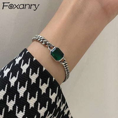 Simple Green Sterling Silver Bracelet