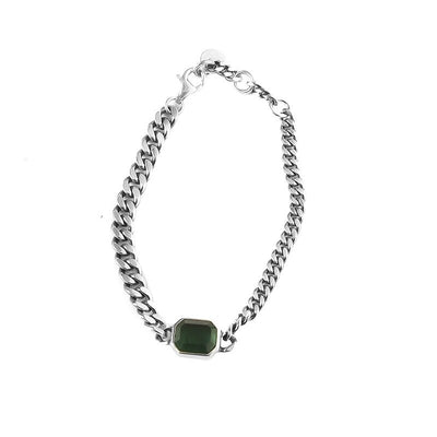 Simple Green Sterling Silver Bracelet