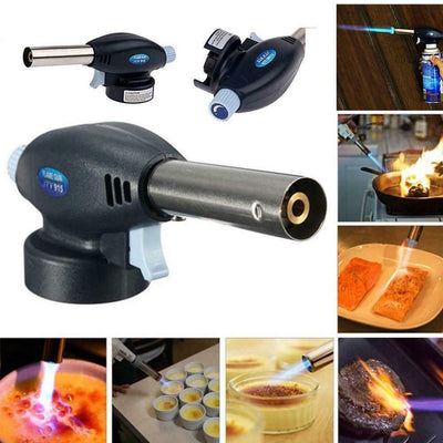 Gas Burner Flame Gun For BBQ & Wielding Etc With Butane Grey