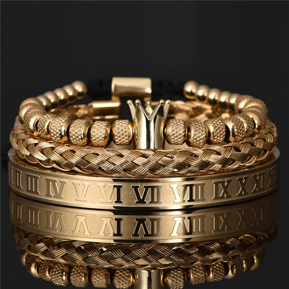 Luxury Roman Royal Crown Stainless Steel Bracelet