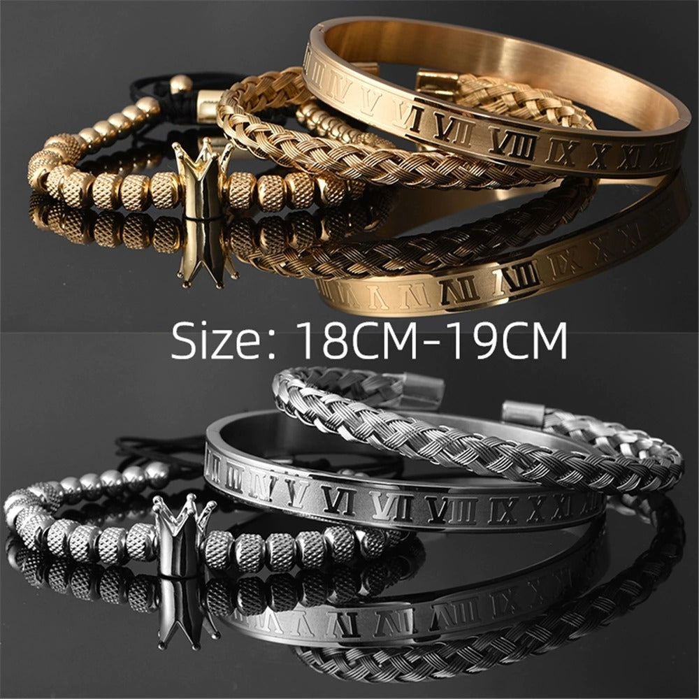 Luxury Roman Royal Crown Stainless Steel Bracelet