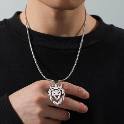 New Stainless Steel Lion Pendant Necklace