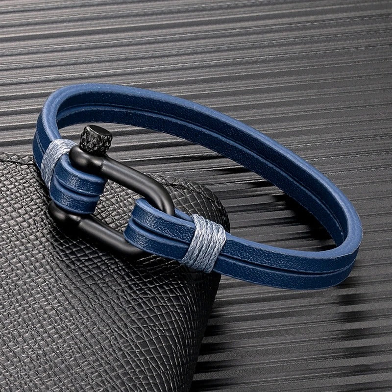 NEW U-shape Double Layer Genuine Leather Bracelet