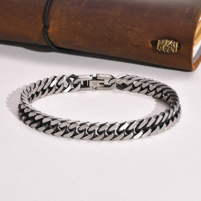 Retro Silver Cuban Chain Bracelet