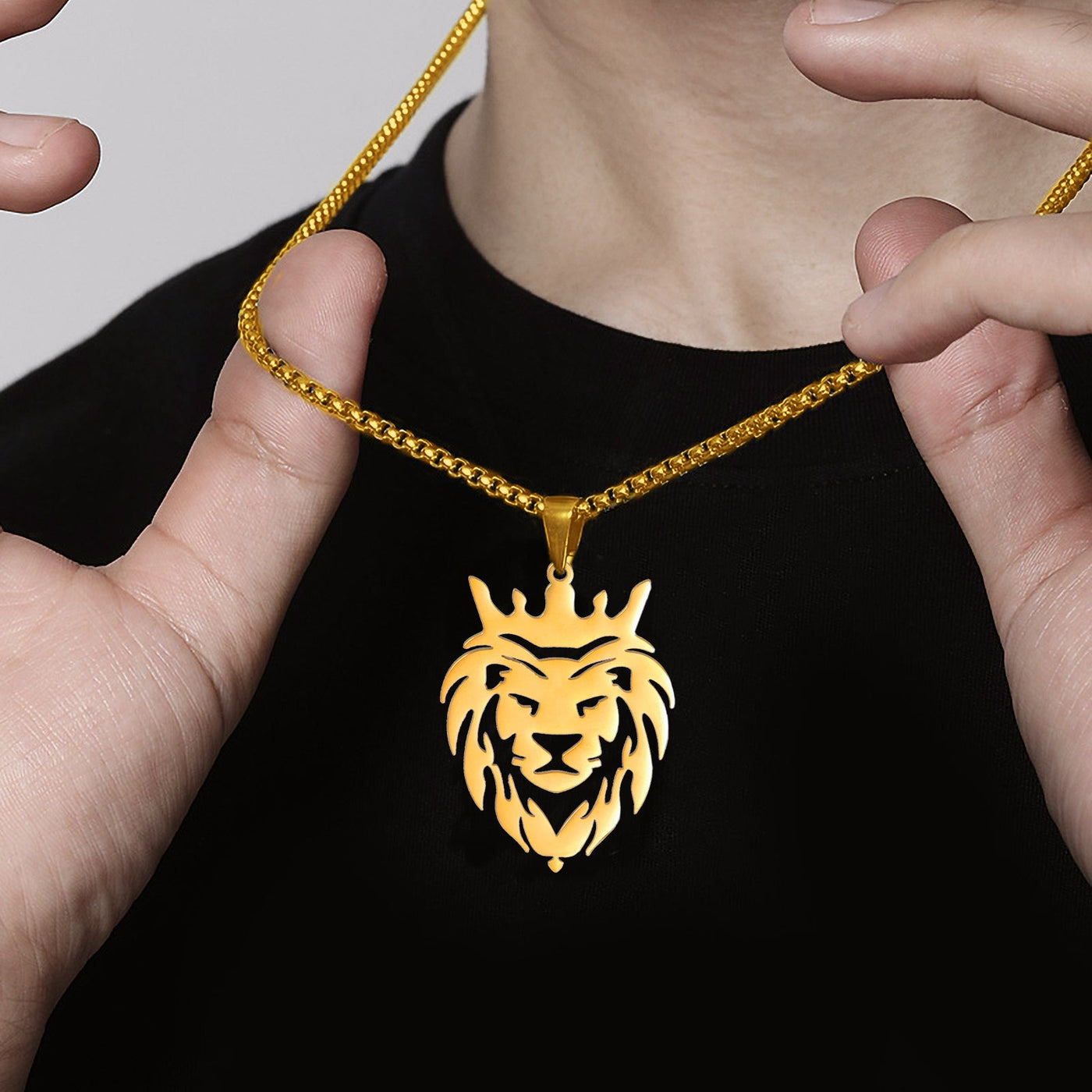 New Stainless Steel Lion Pendant Necklace