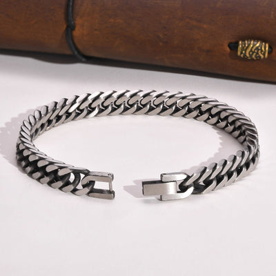 Retro Silver Cuban Chain Bracelet