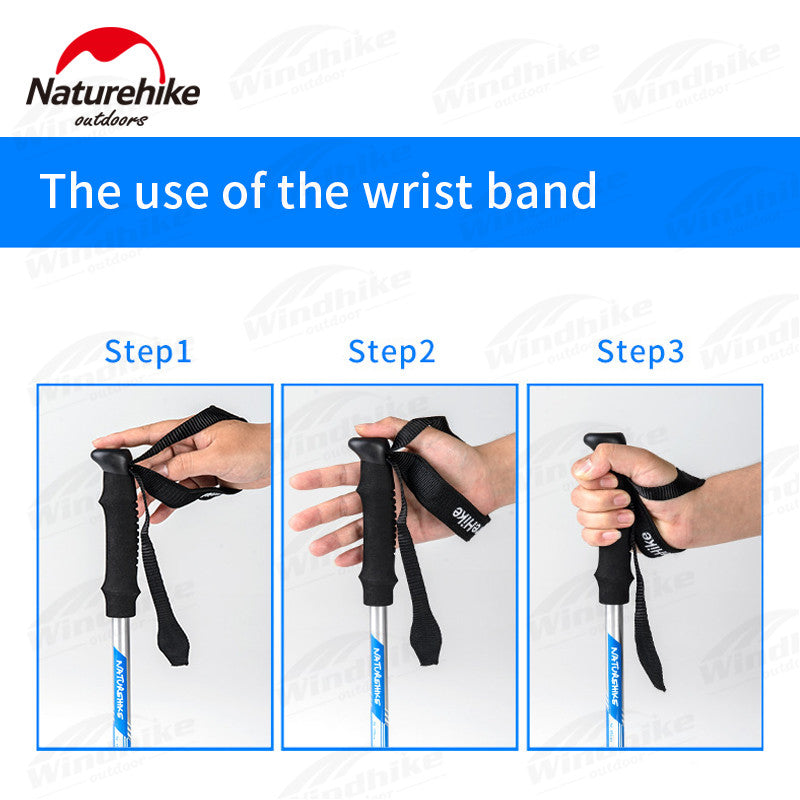 NatureHike 5 Nodes Folding Trekking Poles BLUE