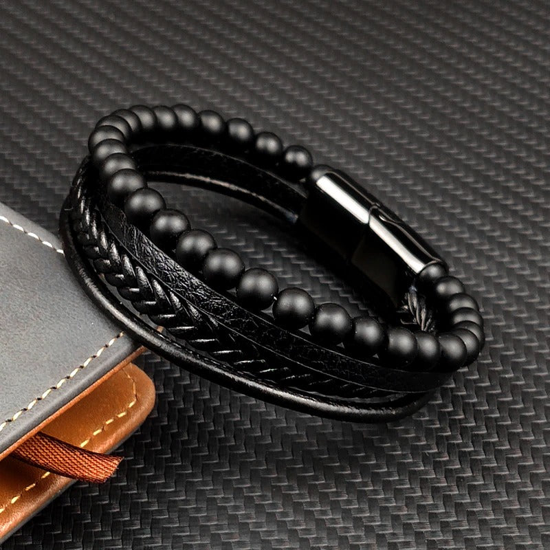Unique punk leather bracelet