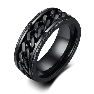 New Fashion Black Rotating Chain Ring