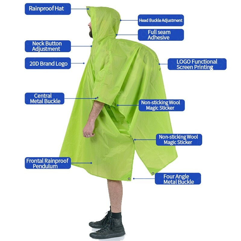 Naturehike 3 in 1 Multifunction Poncho Raincoat Hiking Mountaineering