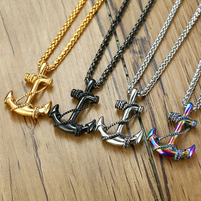Stainless Steel Sea Anchor Men Necklaces Chain Pendants