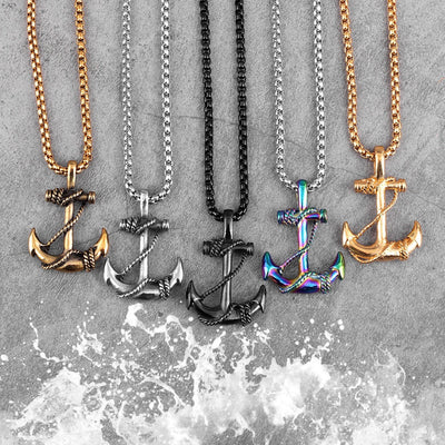 Stainless Steel Sea Anchor Men Necklaces Chain Pendants