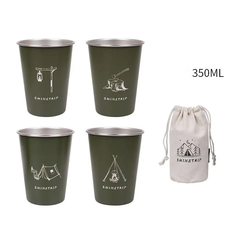 ShineTrip Outdoor 4pcs Stainless Steel Cup Set