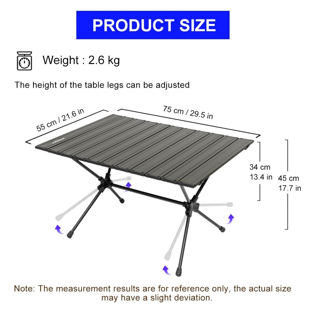 Widesea Aluminum Alloy Camping Outdoor Portable Folding Roll Table